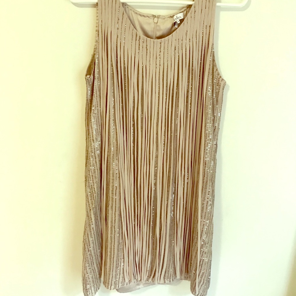 Parker Gorgeous Sequin Nude Cocktail Dress. Sz XS